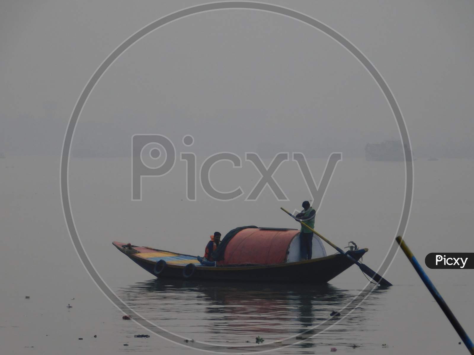 Small Boat In Ganges River At Evening