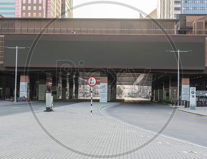 A View Of The Entrance Of Wtc Mall Abu Dhabi During Lockdown