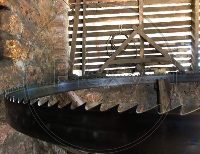 an old wood sword in sawmill