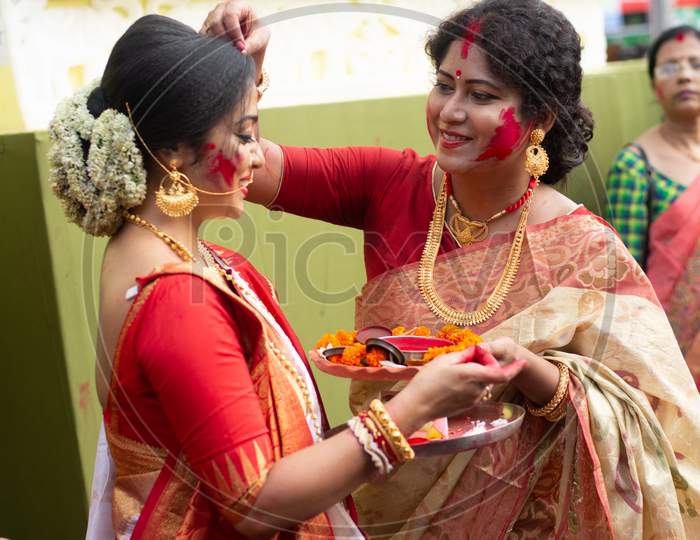 Holi Celebration or Durga puja Festival in Indian.