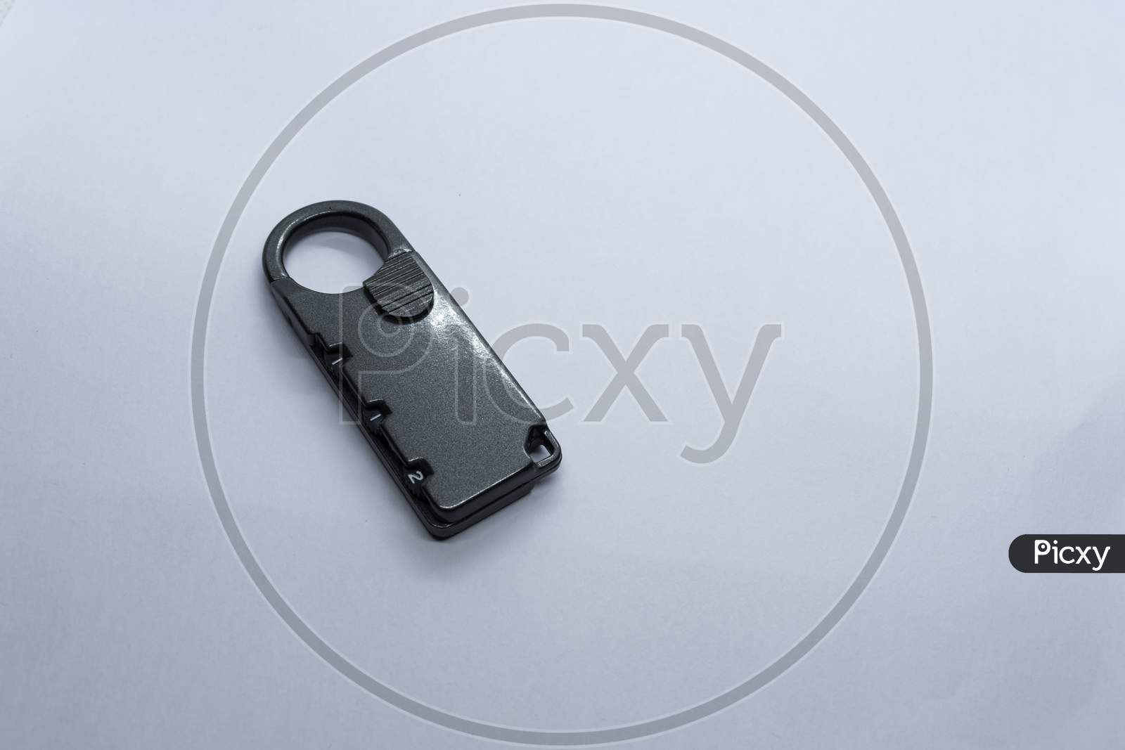 A Lock On White Background. Selective Focus, Selective Focus On Subject,
