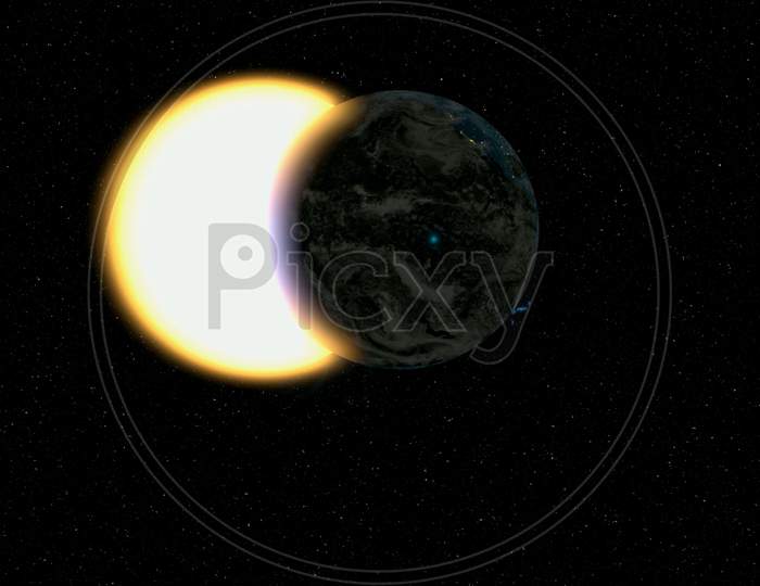 Earth Covering Sun Lunar Eclipse