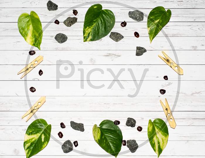 Leaf stone frame background