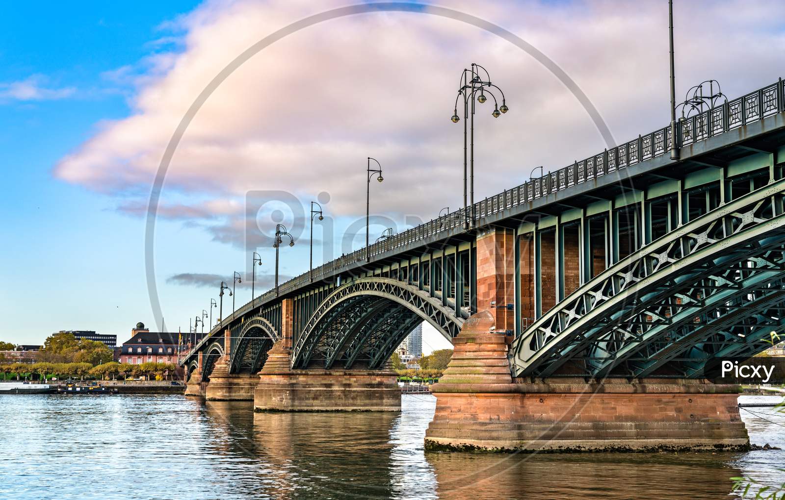 The Theodor Heuss Bridge Over The Rhine River In Germany