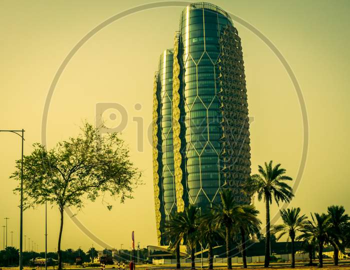 Pineapple Building - Al Bahr Tower In Abu Dhabi, United Arab Emirates.