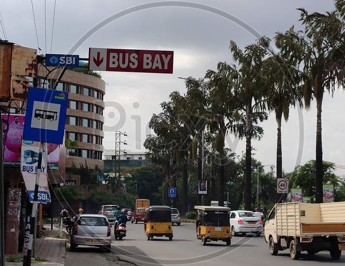 Bus bay Sign board, Panjagutta