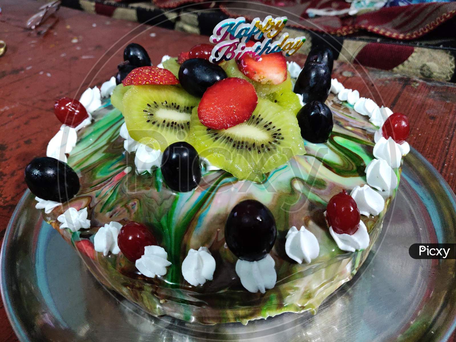 Beautiful and colorful fruit cake