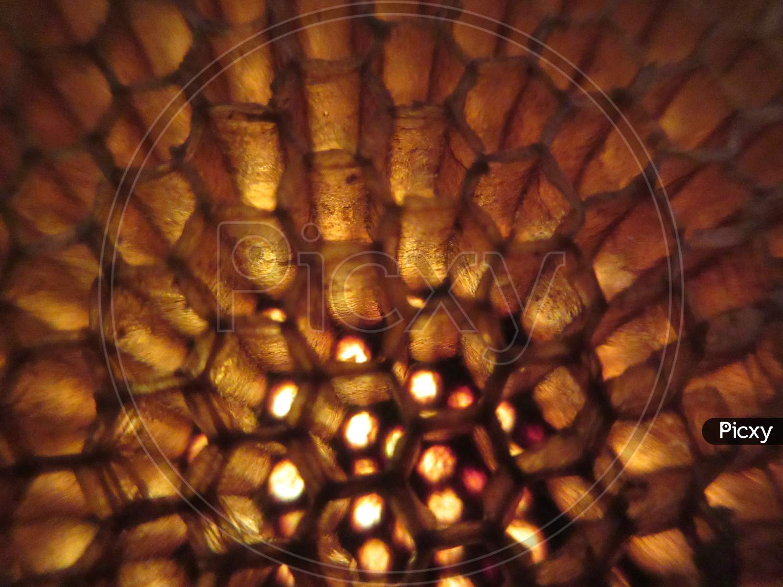 Closeup Of Golden Beehive With Honey