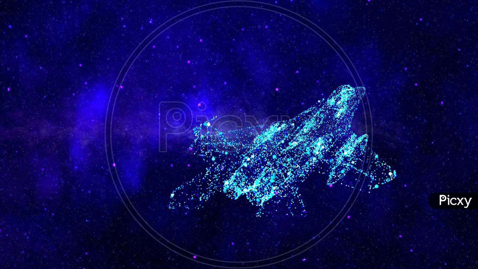 A Animated 3D Blue Print Model Of A Fighter Jet In Space
