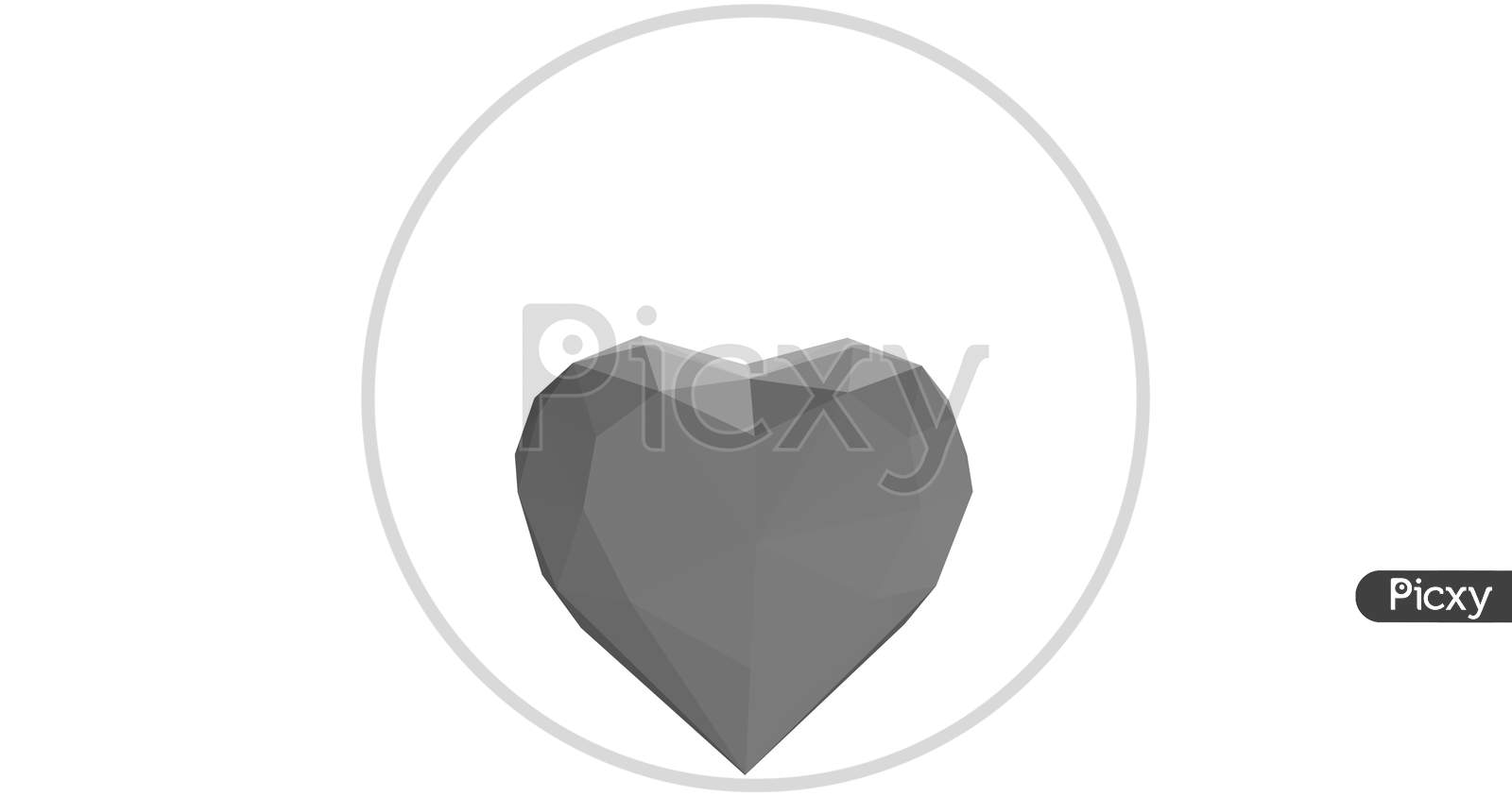 Heart-Shaped White Diamond In White Background