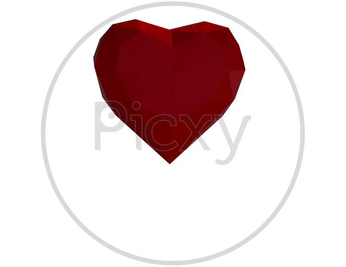Heart-Shaped Red Diamond In White Background