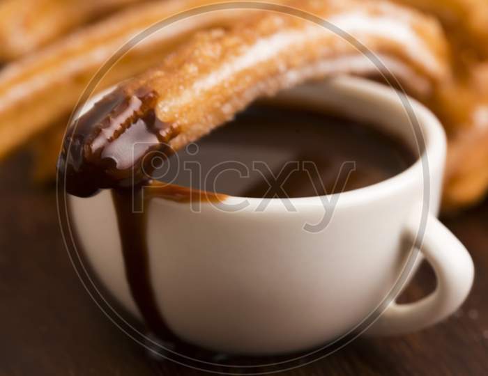deliciuos spanish Churros with hot chocolate