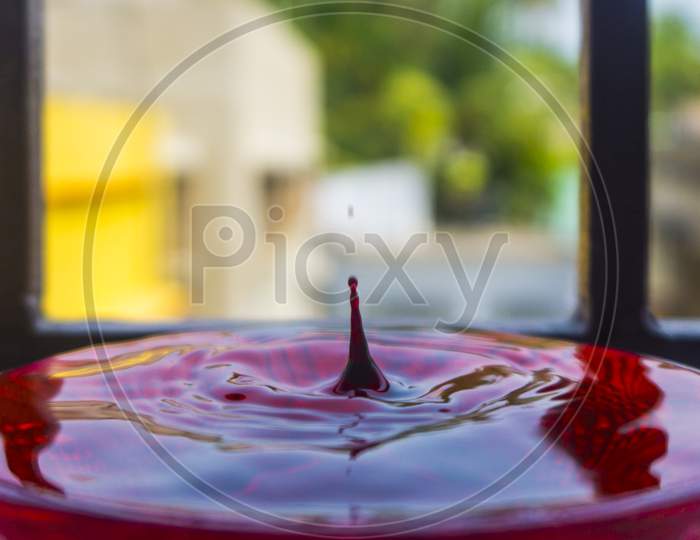 Red color water drop