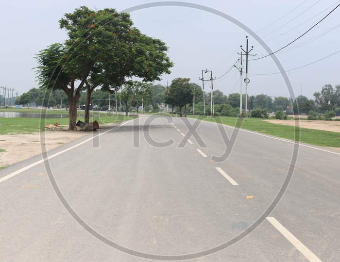 View Of Empty Road During Lockdown To Slow The Spread Of The Coronavirus Disease (Covid-19) In Prayagraj, July 18, 2020.