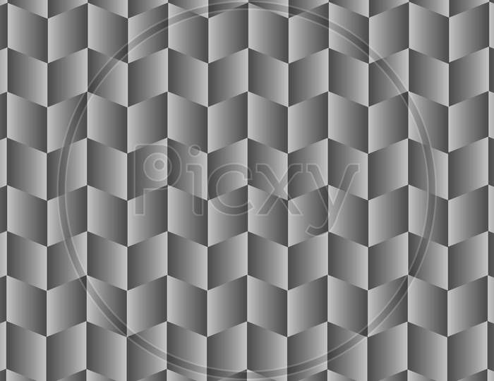 Seamless geometric Background. Trendy 3d style zigzag gray gradient squares background. Abstract seamless black white gradient square pattern design. 3d rendering 3d illustration.