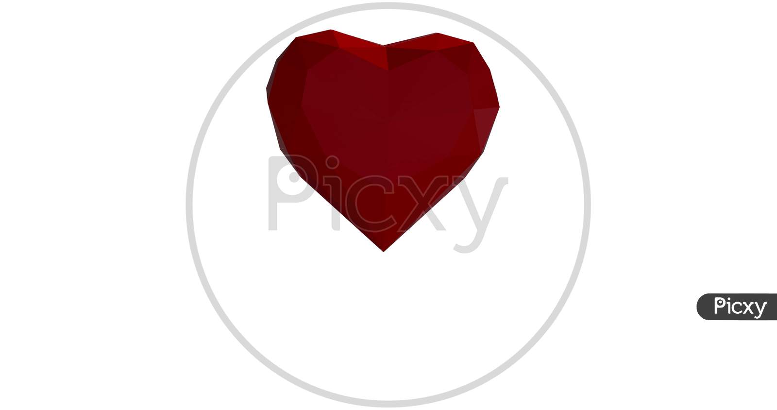 Heart-Shaped Red Diamond In White Background