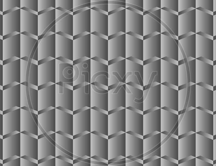 Seamless ribbon pattern with grey gradient vertical column background. 3d illustration, 3d rendering. Design elements - grey waves.