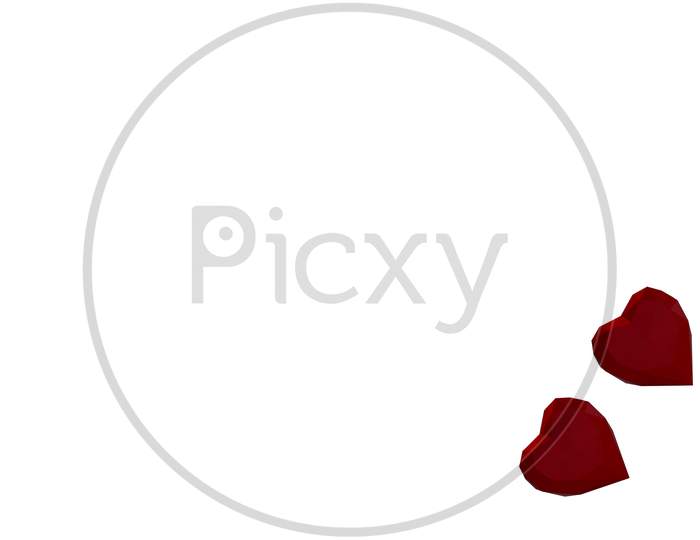 Three Heart-Shaped Red Diamond In White Background
