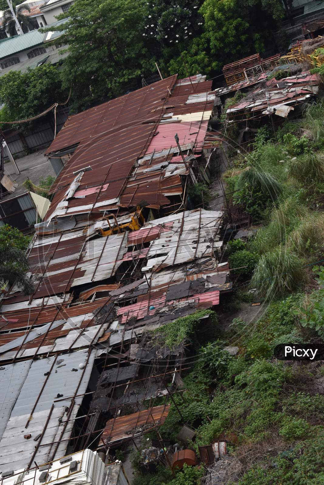 The slum area aerial view in Manila Philippines