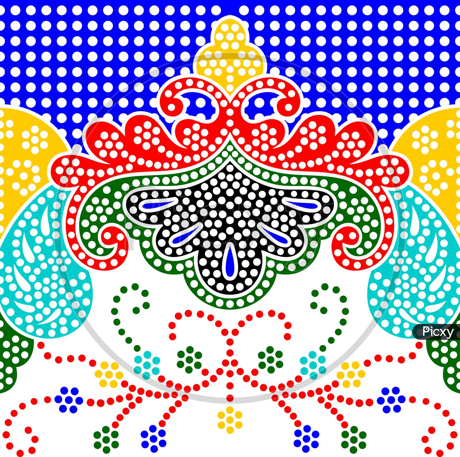 Colorful Abstract Mosaic Chunri Border Design