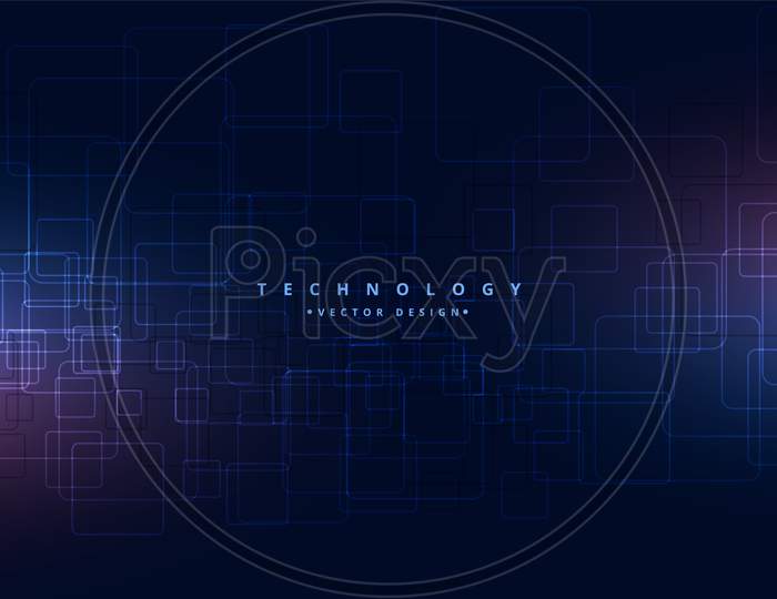 Abstract Technology Background With Glowing Lights Design