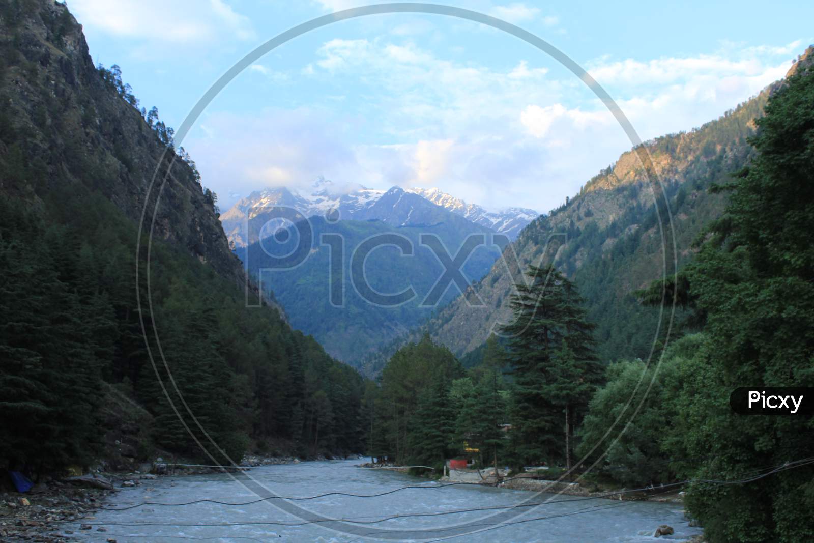 Mesmerizing view at Parvati river valley, Kasol, Himachal Pradesh, India.