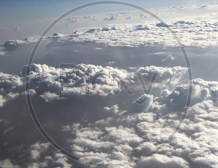 Beautiful View Of Sky From Above The Cloudes From Flight