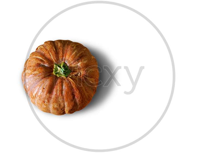 Pumpkin on white background top view