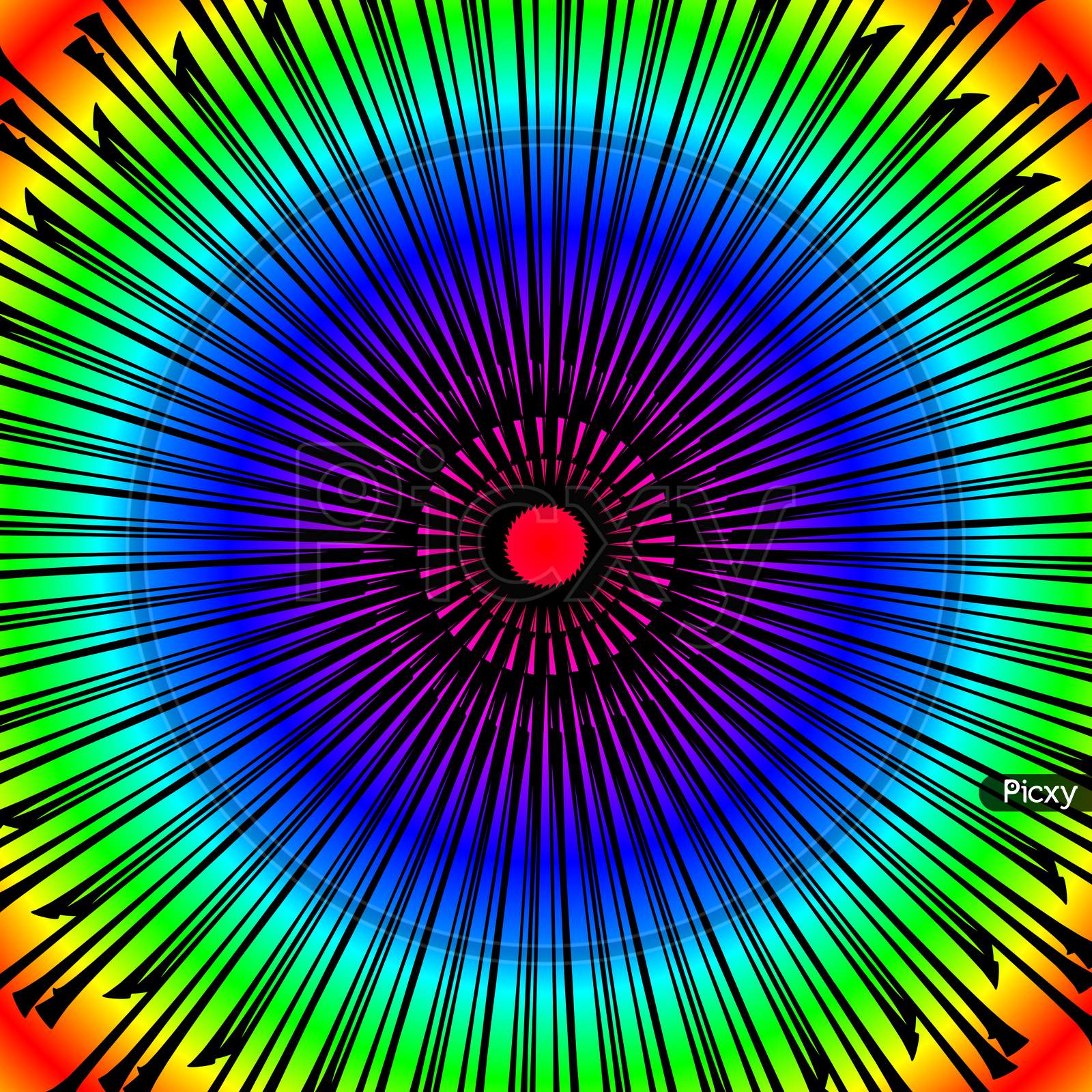 Multi colored circular line illustration.  Colorful line design rendering. Colorful bursting design illustration.