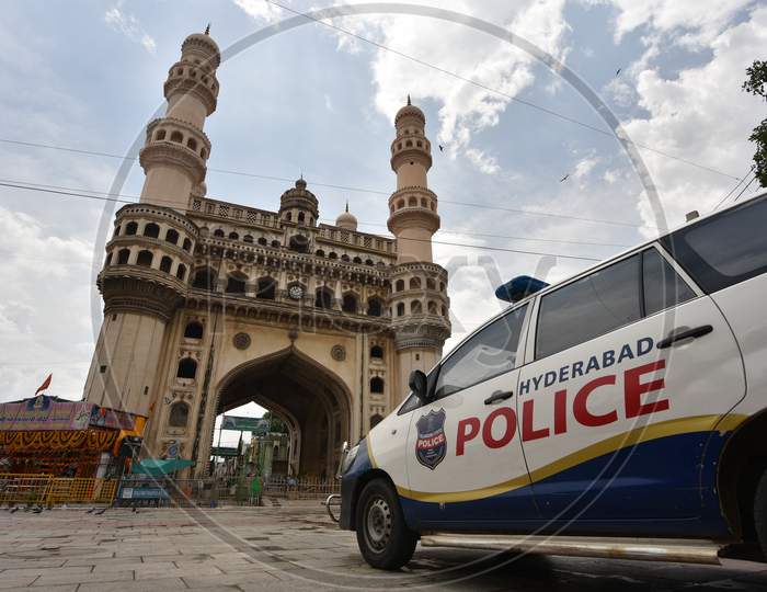 Hyderabad Police Vehicle at Charminar