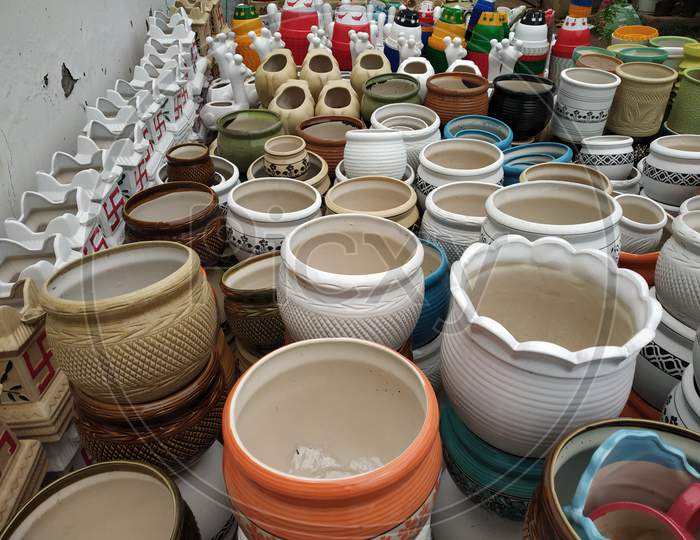 colorful ceramic potteries for display on sale