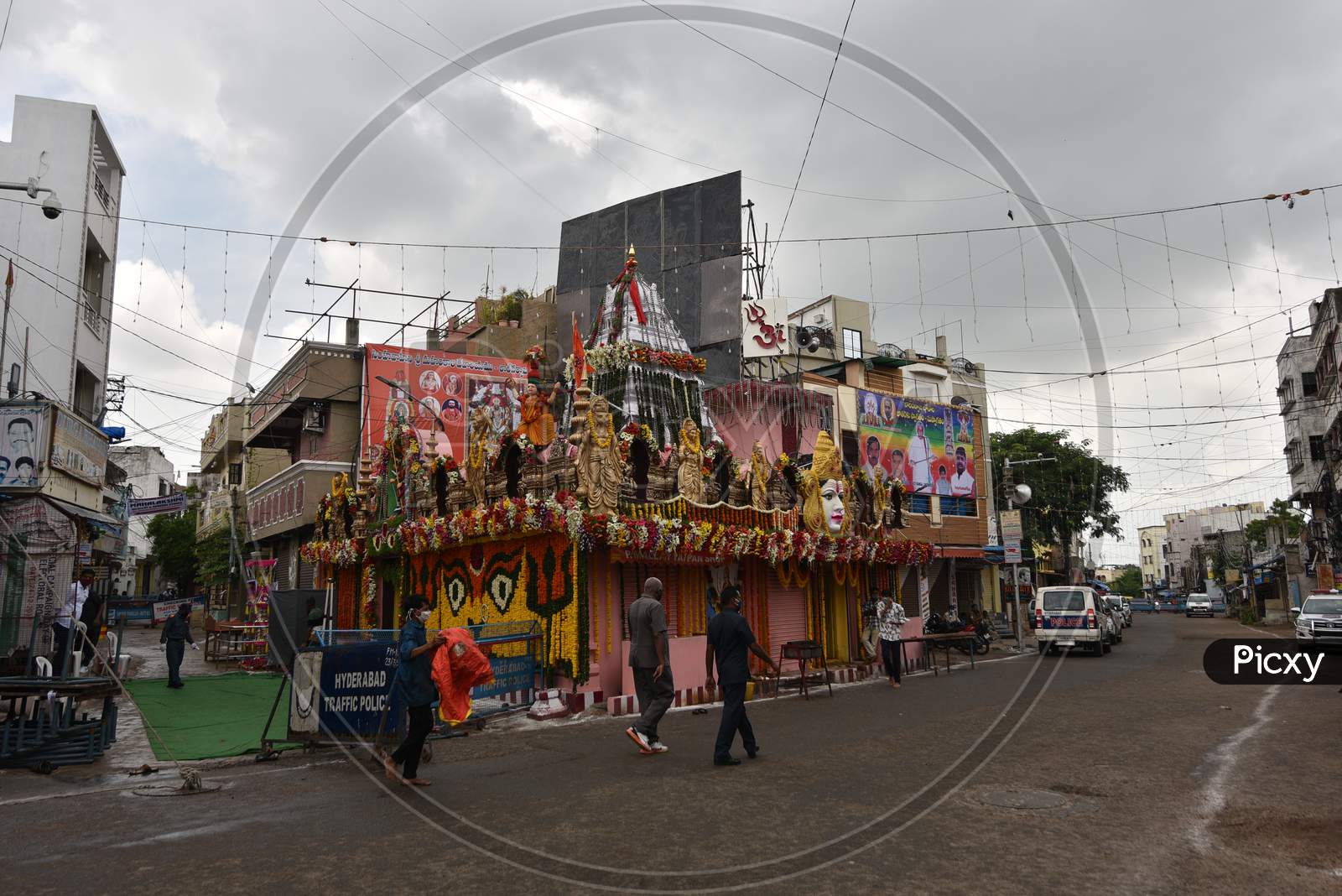 A deserted view of Lal Darwaza Mahankali temple on the last day of Bonalu Festival 2020 amid rising fears of Coronavirus,July 19, 2020, Hyderabad