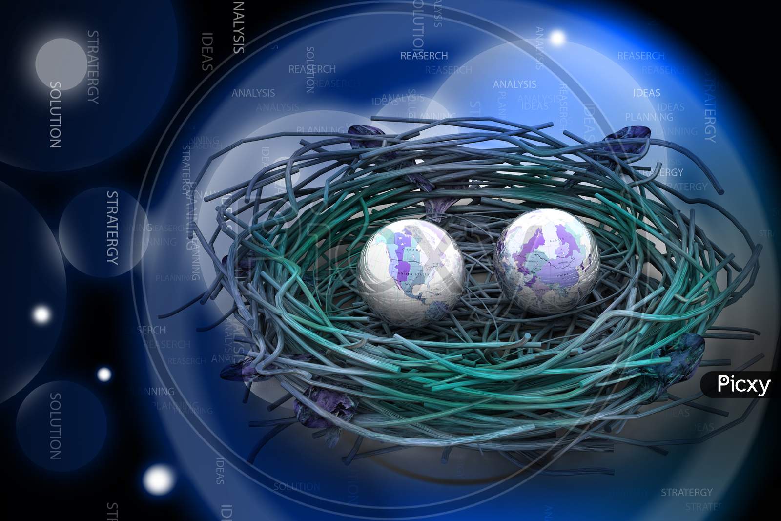 Two Earths In Being Protected In A Nest. Conceptual Design