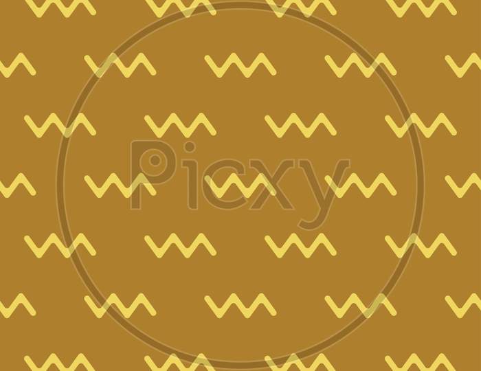 Yellow Zigzag Pattern On Brown Seamless Background.