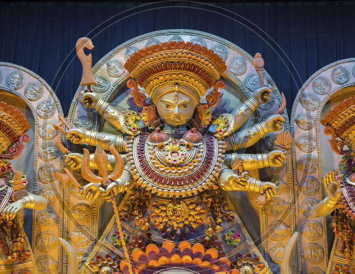Worshiping Hindu Goddess Durga