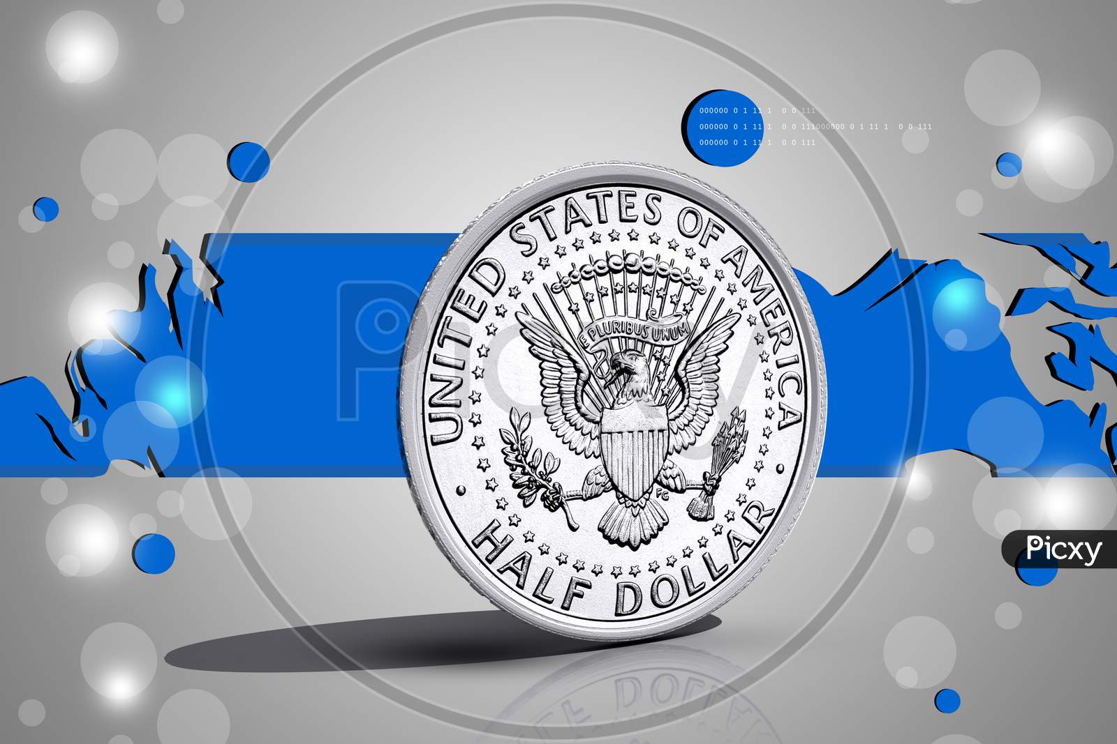 3D Multi-Use Half Dollar In Color Background