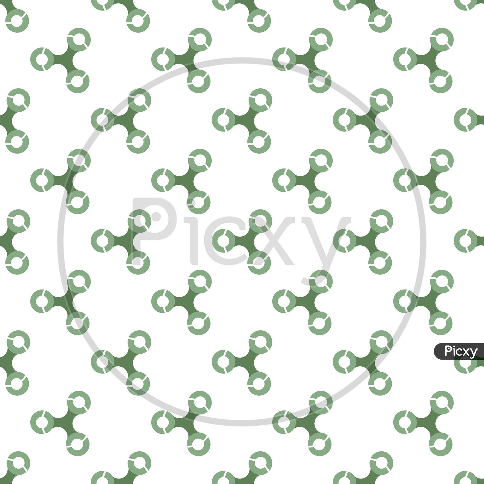 Green Pattern On White Seamless Backdrop. Luxury Textile Design.