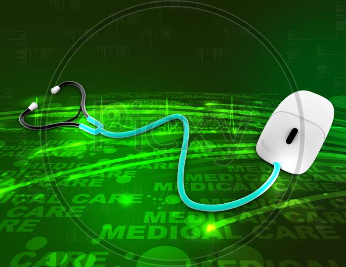 Conceptual Stethoscope With A Computer Mouse