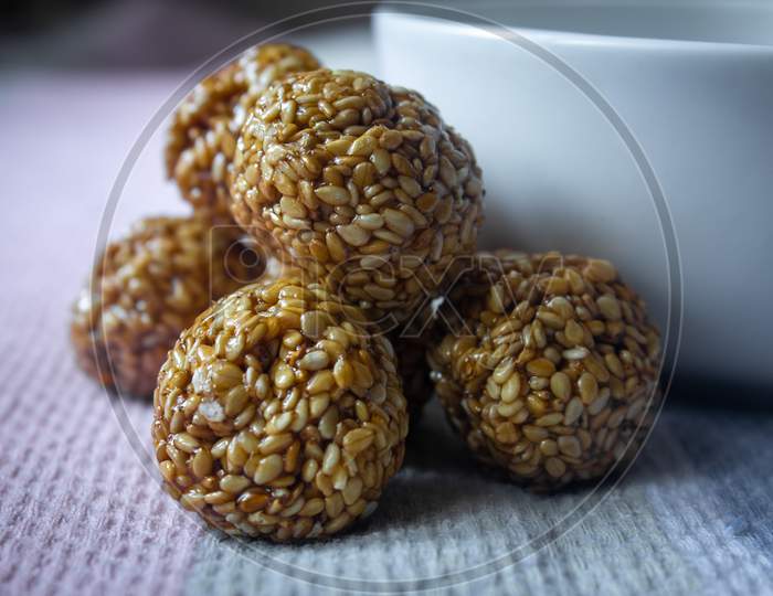 Sesame Laddu (Also Known As Ellu Urundai In Tamil Language) Is Made Of Sesame Seeds And Jaggery
