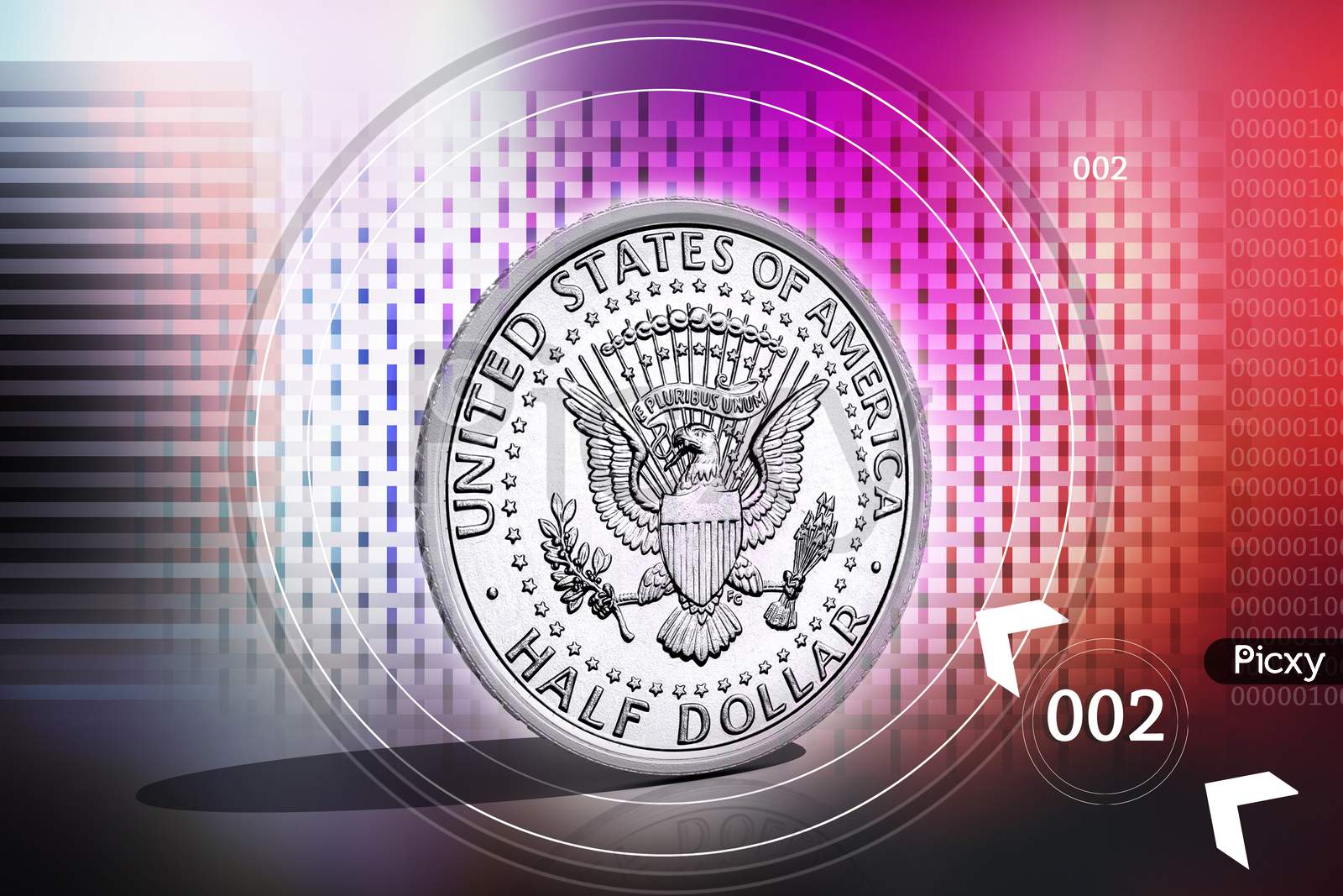 3D Multi-Use Half Dollar In Color Background
