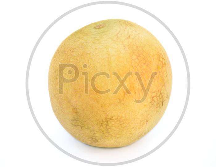 brown yellow muskmelon isolated on white background.