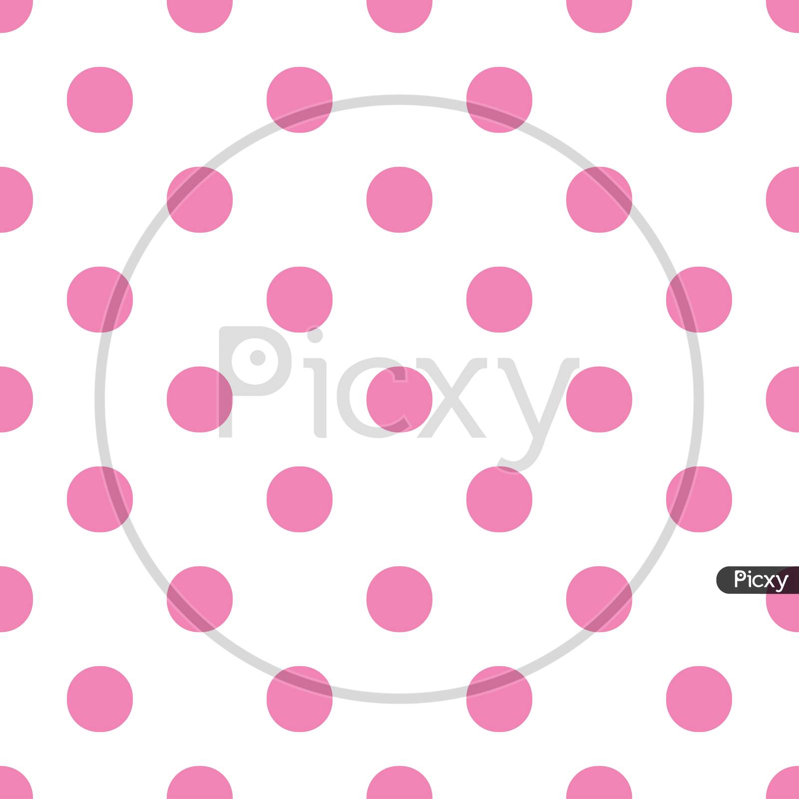 White Pink Circles On White Seamless Background.