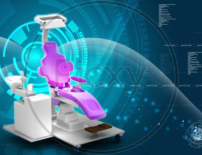 3D Illustration Dental Chair In Color Background