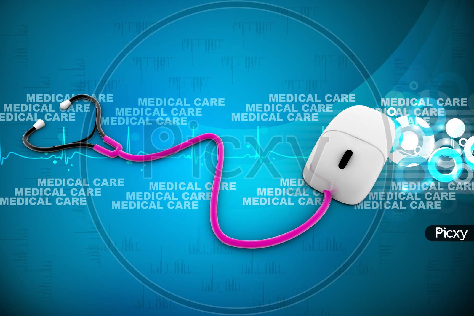 Conceptual Stethoscope With A Computer Mouse