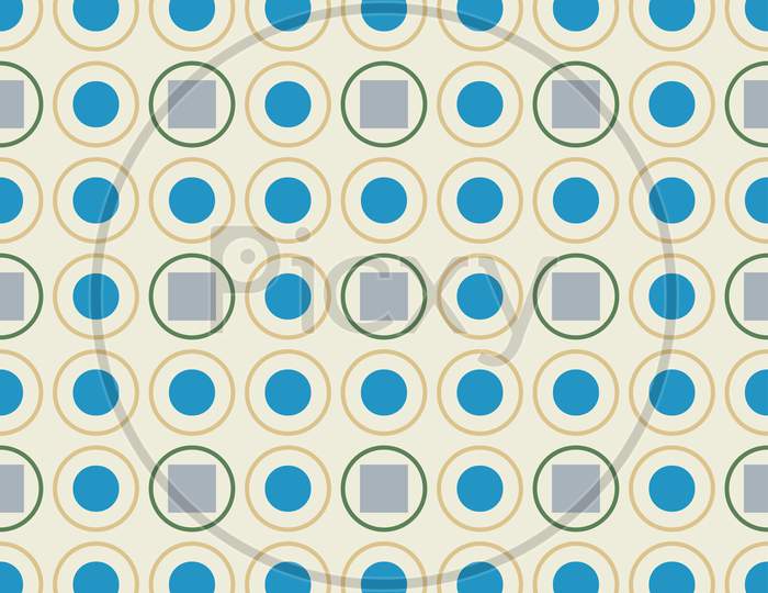Pattern From Squares And Circles On Light Seamless Background.