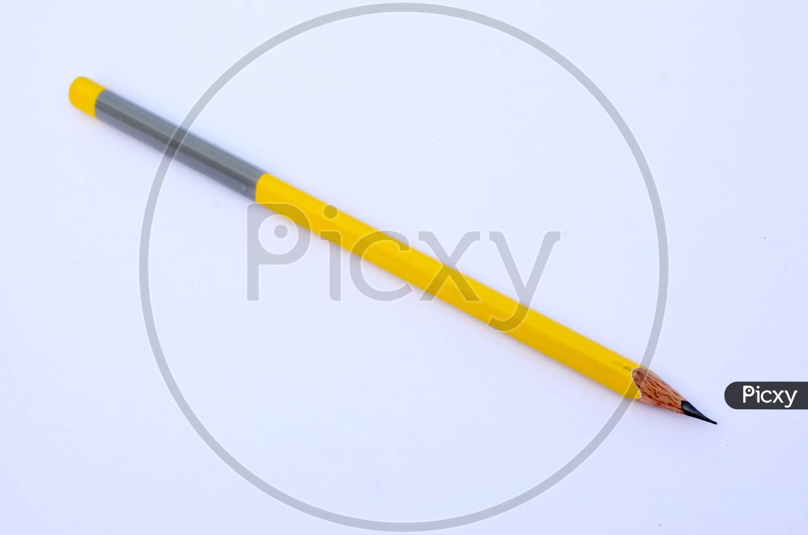 the yellow wooden peels pencil isolated on white background.
