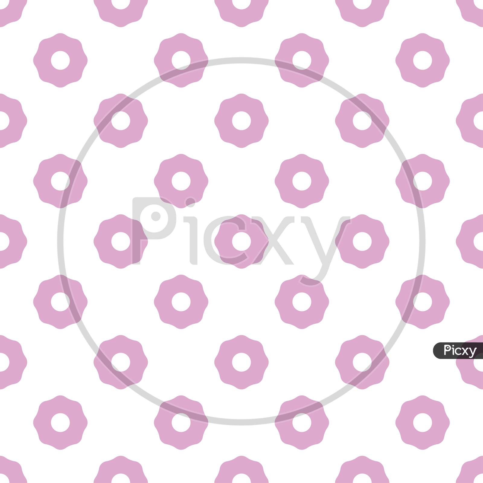 Pink Pattern On White Seamless Background. Textile Design.