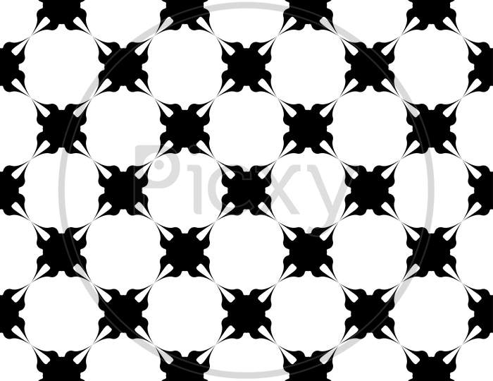 Black Pattern On White Seamless Vector Design.