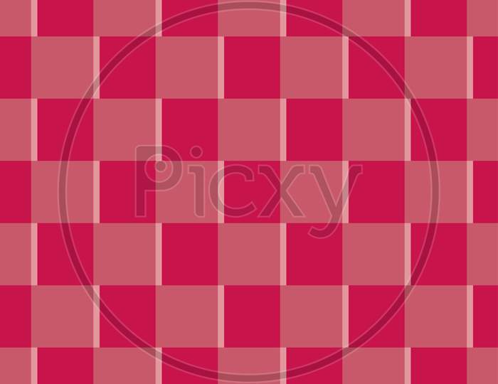 Pink Squares On Red Seamless Background.