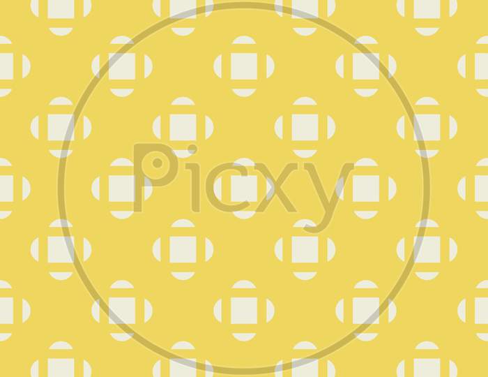 White Pattern On Yellow Seamless Design Background.